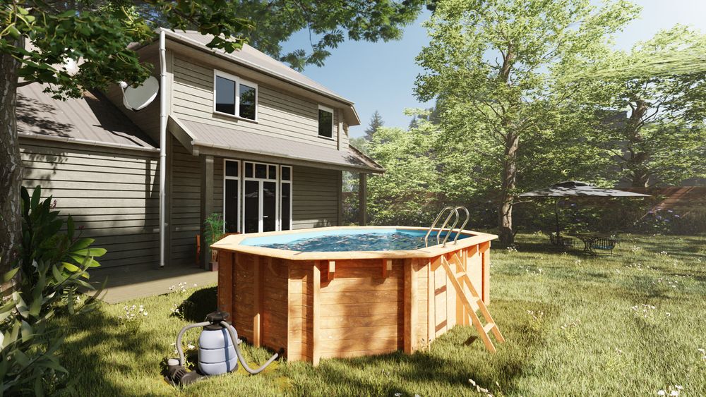 GRE Holzbecken oval Modell Macadamia 632 x 335 x 130 cm, Komplettset + GRATIS Sommer- und Winterabdeckung