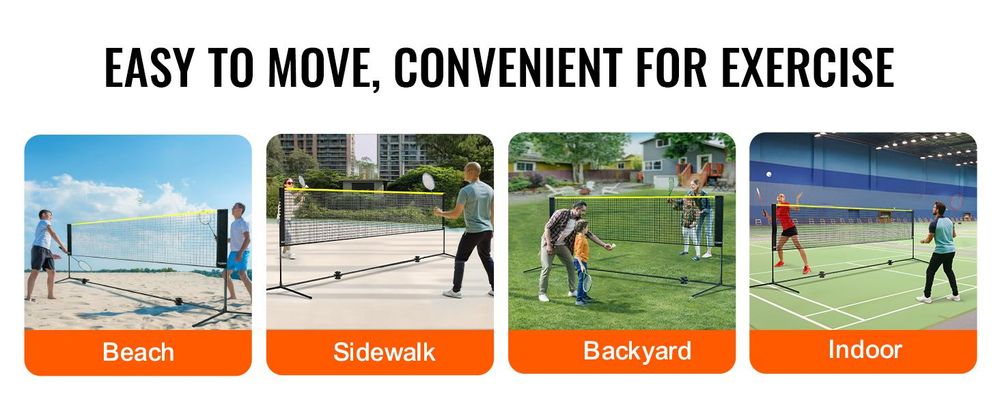 VEVOR 3m Badmintonnetz Set Outdoor Tragbares Volleyball Pickleball Tennisnetz, 10 x 2.5 ft