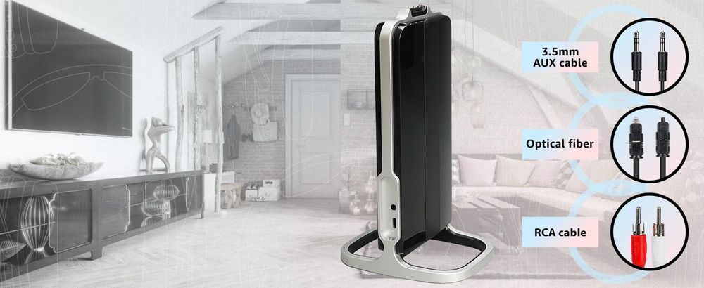 Retekess TA007 Bezdrátová sluchátka k televizi, nabíjecí stanice s vysílačem 2,4 GHz, dosah 60 m, kompatibilní s Bluetooth, sluchátka k televizi pro seniory, fotbalový zápas