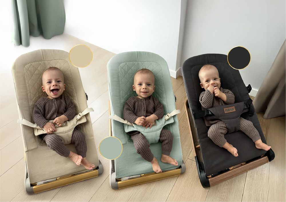 Neno Nesso Babywippe Hellgrün aus 100 % Baumwolle mit ergonomischem Design