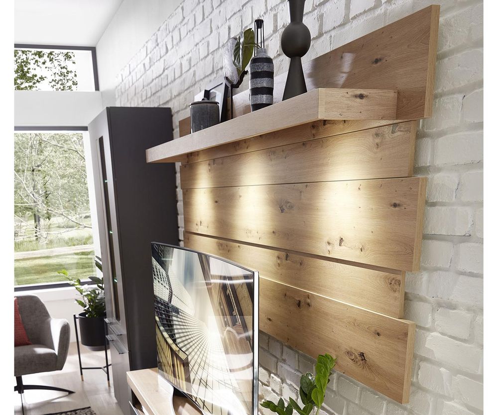 Wandboard "Lewes I" – modernes Wandboard mit LED-Beleuchtung und großzügigem Ablageboden
