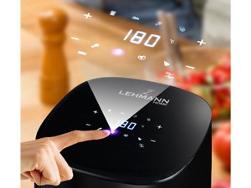 Lehmann Heißluftfritteuse Digital 3,5 L, Timer, Fritteuse fettfrei 80°C-200°C, Heissluft Friteuse, 8 Programme, Airfryer, Ohne Öl & Fett