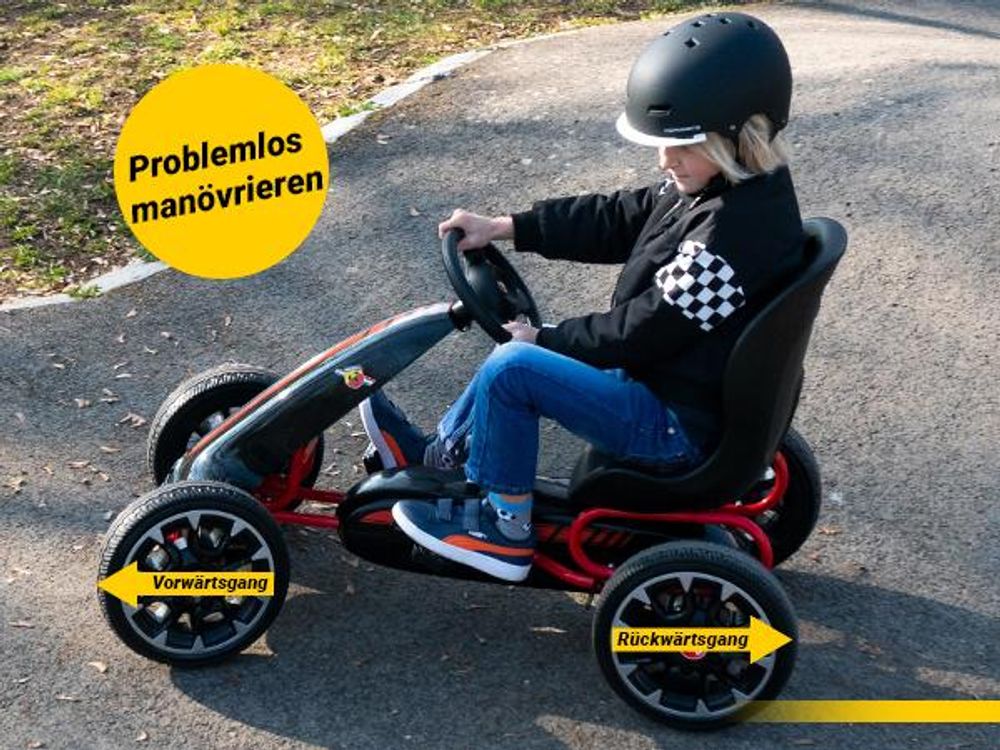 Miweba Pedal GoKart Abarth | Tretauto - Tretfahrzeug - Pedalfahrzeug - Kinder Auto - Freilauf - Verstellbarer Sitz - EVA-Reifen - Drift Kart (Schwarz)