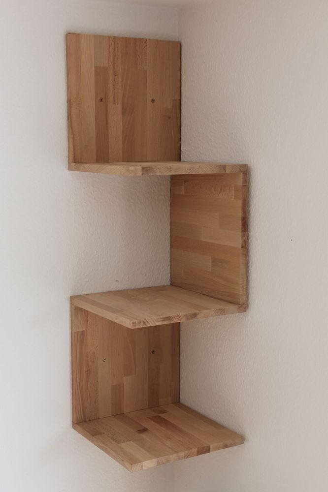 Eckregal Wandregal Zickzackregal Buche massiv 6-teilig