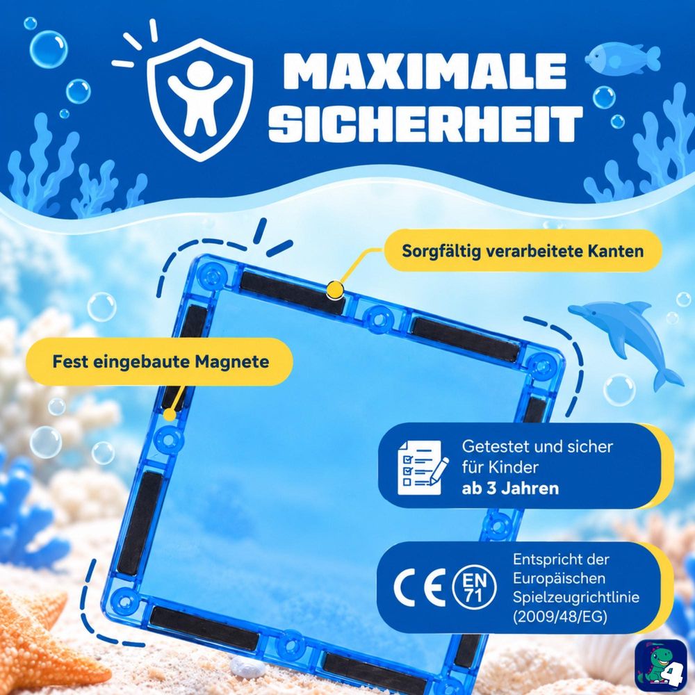 Sichere magnetische Bausteine mit abgerundeten Kanten