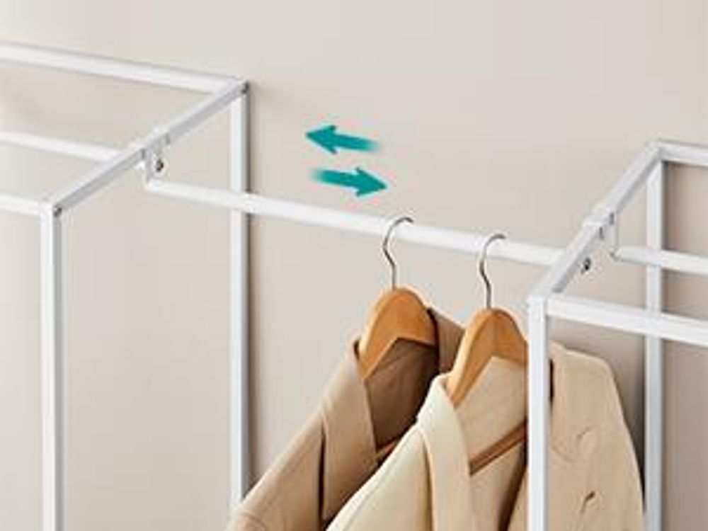 SONGMICS Kleiderständer, mit 1 ausziehbare Stange, 2 Schubladen, 4 Ablagen, hochbelastbar, platzsparend, Naturbeige