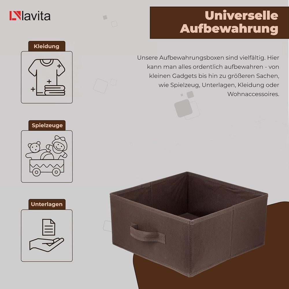 Lavita Storage Box | faltbare Aufbewahrung Boxen 31 x 31 x 15 cm | Schubladen-Organizer Box| Ordnungssysteme für Kleidung | Kleideraufbewahrung & Organisation | dunkelbraun | 1 stück