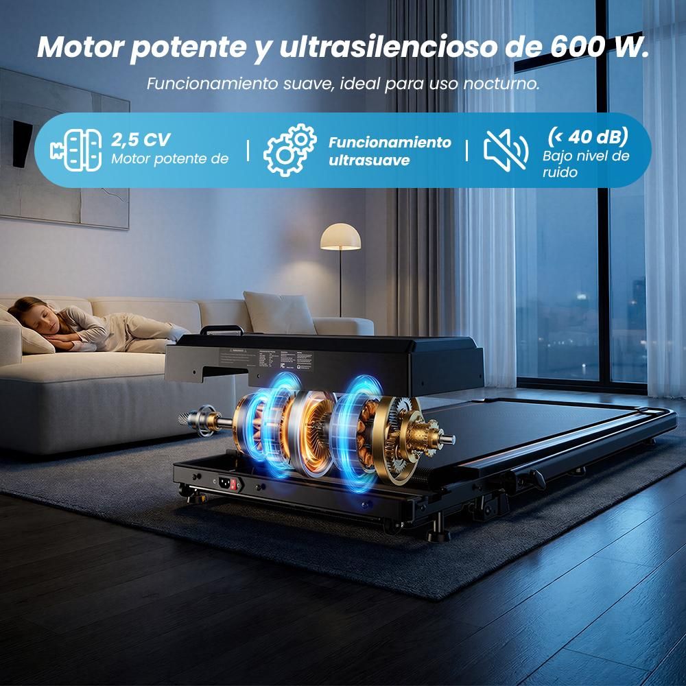 FT41 Cinta de correr 2-en-1,2.5HP, 1-10 km/h, 0-12% pendiente manual, <40 dB,8 amortiguadores de silicona