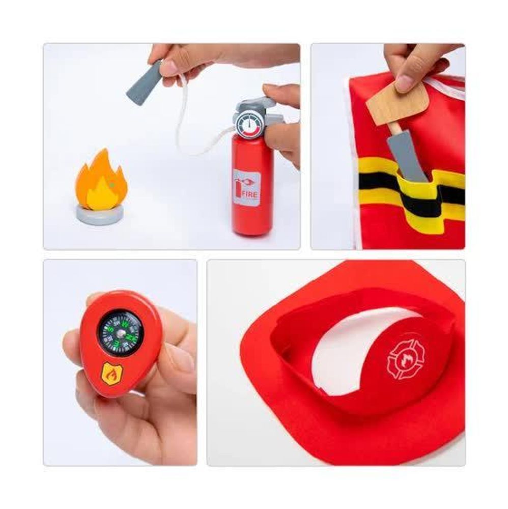 UMU Feuerwehrmann-Spielset für Kinder mit Kostüm und Feuerwehrausrüstung