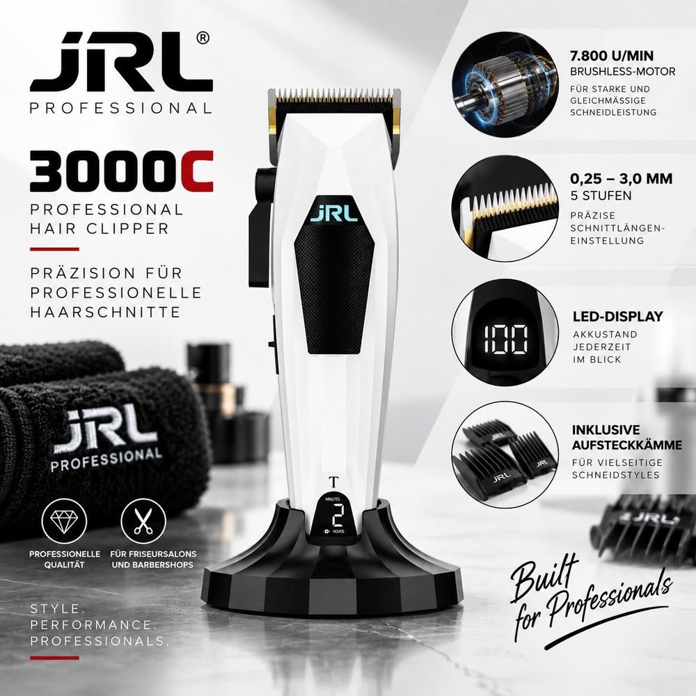 JRL 3000C Haarschneider Weiß mit Schnittlängeneinstellung