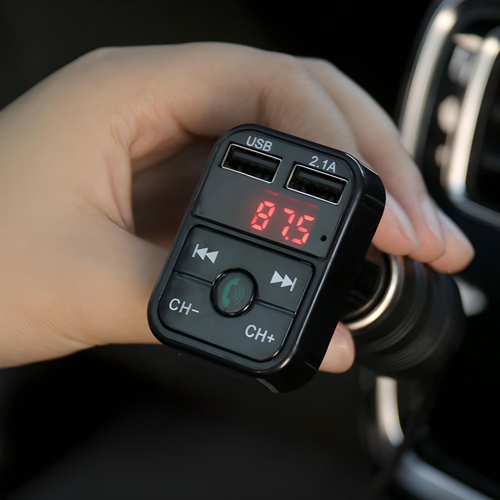 Bluetooth FM Transmitter für Auto Rot Leuchte Drahtloser Radio Kfz-Empfänger Adapter mit Freisprecheinrichtung Dual USB Ladegerät 5V 3.4A Retoo