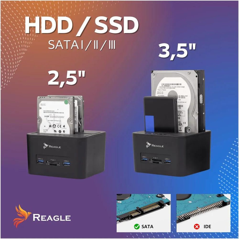 Reagle RDOC72 – zwei SATA-Laufwerke, USB-Ports und SD-TF-Kartenleser