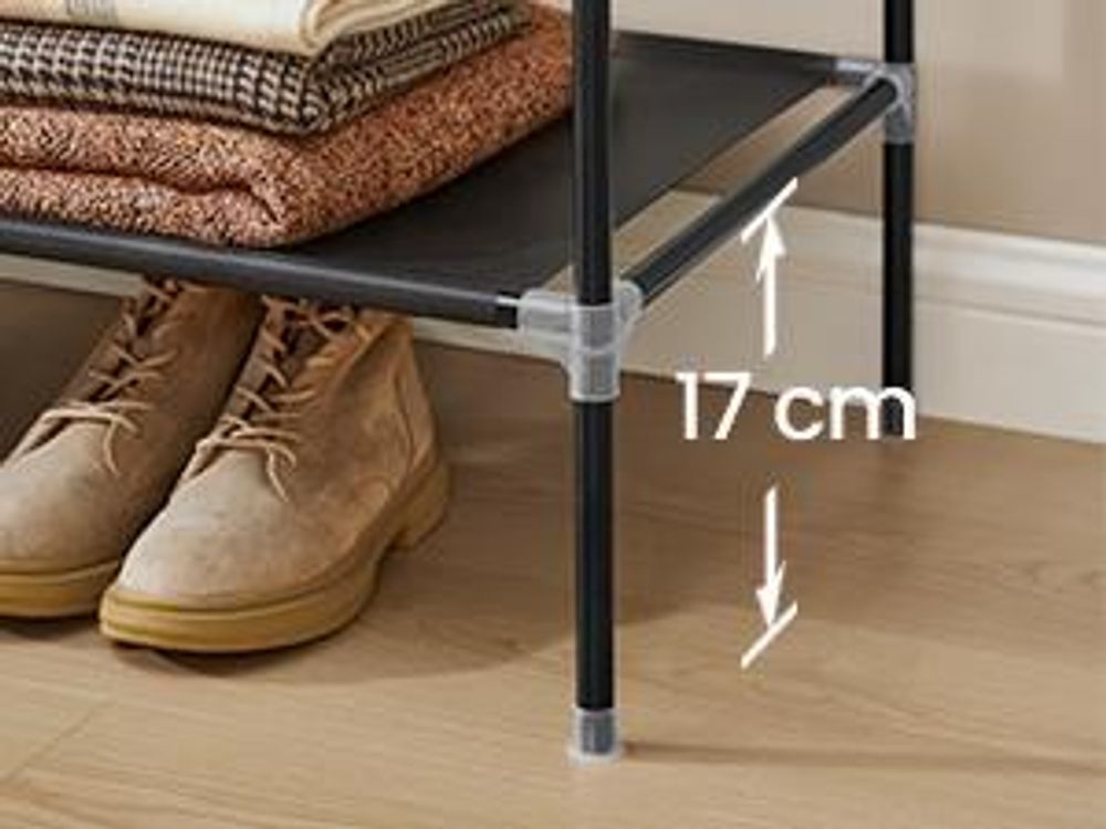 SONGMICS Stoffschrank mit Kleiderstange, Kleiderschrank mit Seitentaschen, Schrank für Schlafzimmer, 4 Hängefächer, schwarz