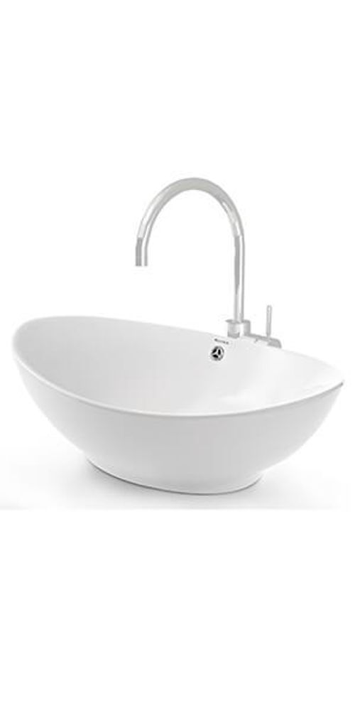 VILSTEIN© Keramik Waschbecken Aufsatzwaschbecken Waschtisch oval weiß 60 cm