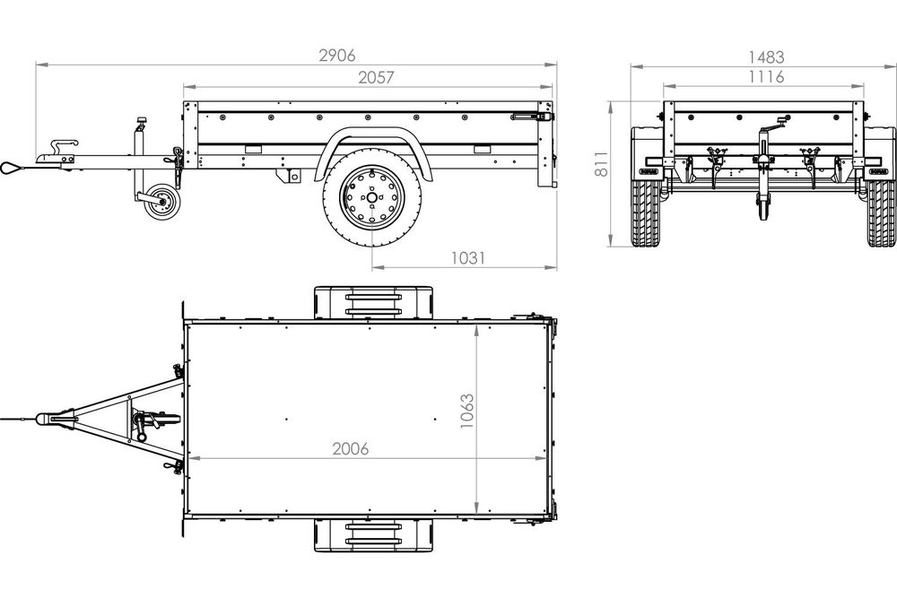 Kippbarer Pkw Anhänger GARDEN TRAILER 200 KIPP mit zusätzlichen Bordwänden, Stützrad und Flachplane
