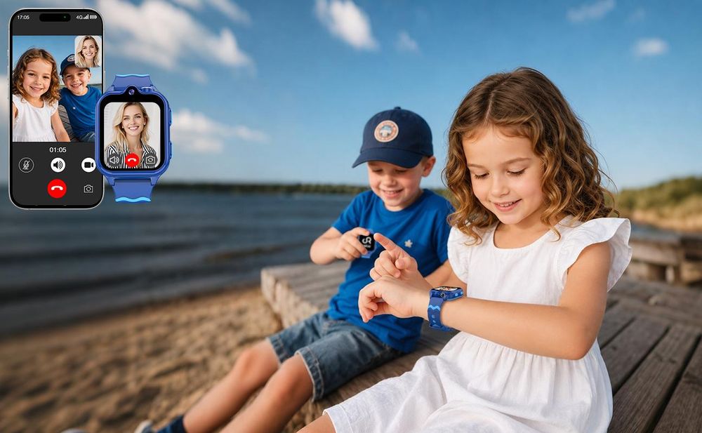 Kinder Smartwatch 4G mit GPS und Telefonfunktion, 2+16 GB Kinderuhr, 900mAh Akku, SOS Anti-Lost, Wasserdicht IP68, Perfekte Geschenke für Kinder, Blau