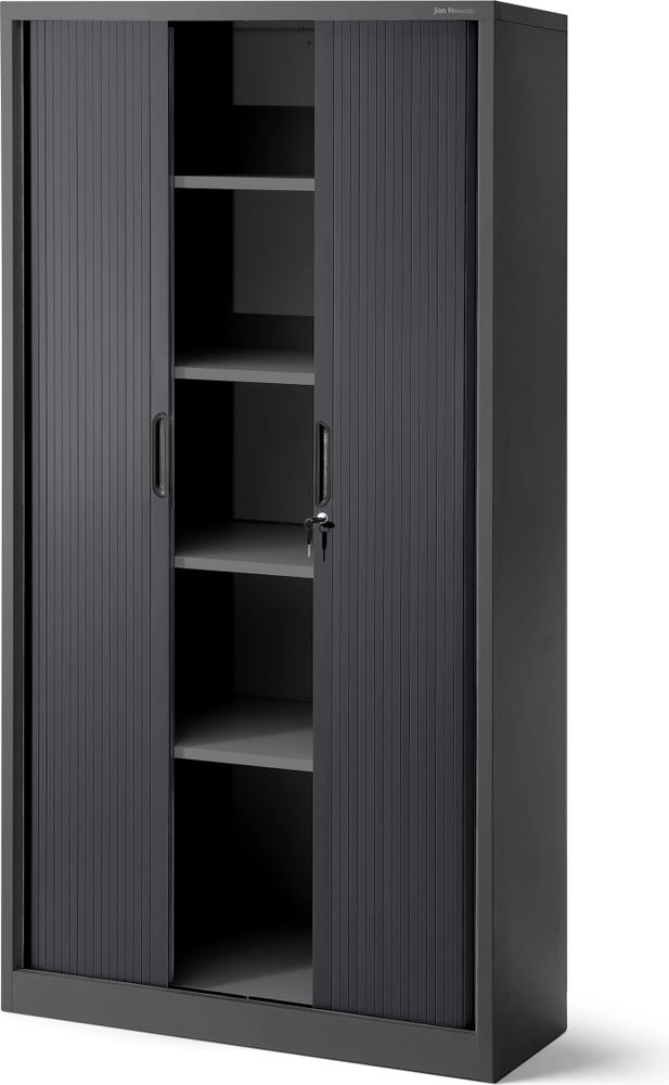 Rollladenschrank T001 Jalousieschrank Aktenschrank Büroschrank 4 Fachböden Rolltür abschließbar 185 cm x 90 cm x 45 cm, Farbe: Anthrazit