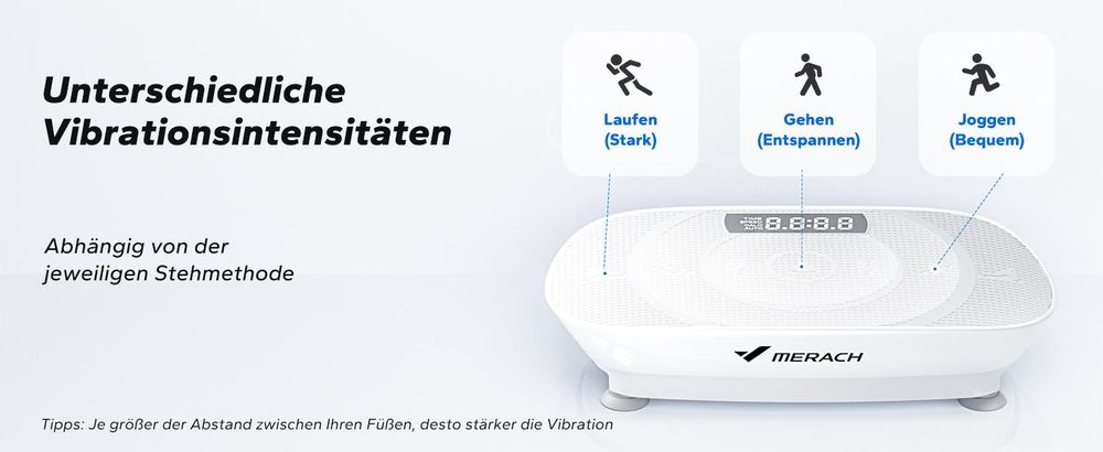 MERACH Vibrationsplatte Trainingsgerät – mit 10 Intensitätsstufen, für Ganzkörpertraining, Fettverbrennung, Muskelaufbau & Formung, grau