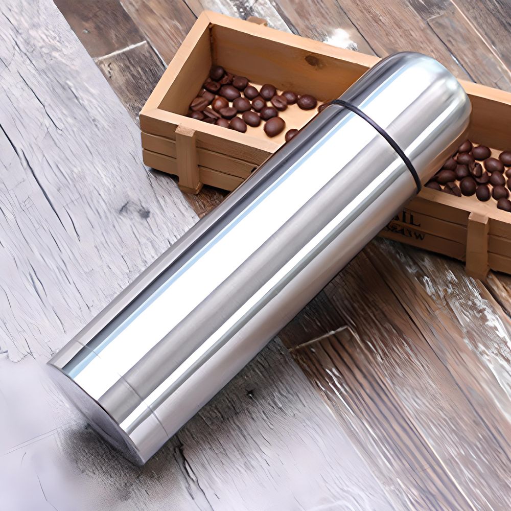 Thermoskanne Thermosflasche 0.45 Liter Thermoflasche Isolierkanne Thermobecher Isolierflasche Thermo Teekanne Kaffeekanne Kaffee Tee Silber Retoo