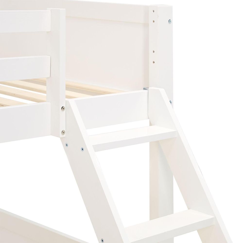 Homestyle4u Etagenbett 90x200 140x200 Hochbett mit Lattenrost Geschwisterbett Kinderbett Weiß Kinderzimmer Gäste Stockbett mit Rausfallschutz