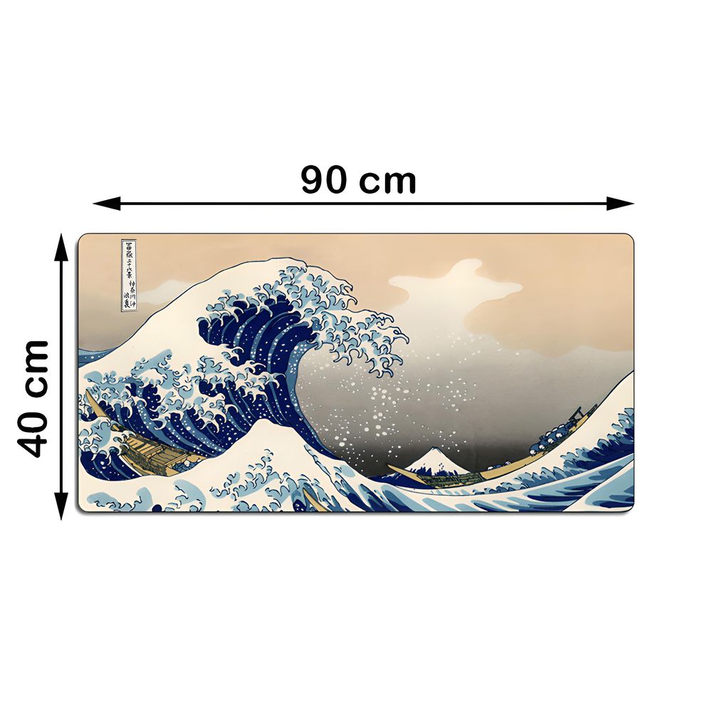 Mauspad XXL Gaming 900x400 mm Groß Tischunterlage Large Size Spezielle Oberfläche Schreibtischunterlage Verbessert Präzision Japanische Welle vor Kanagawa Retoo