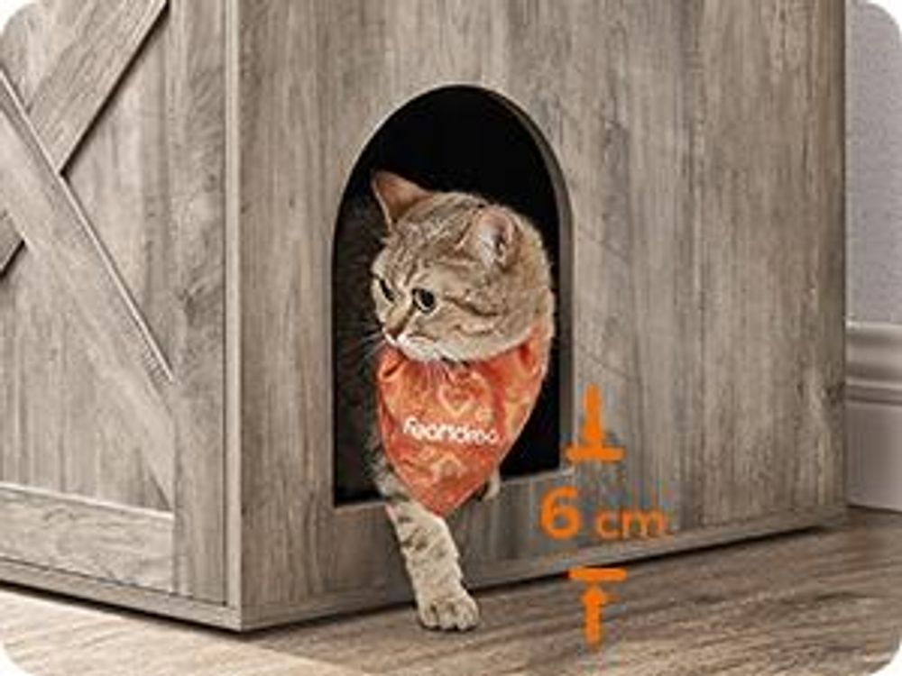 FEANDREA Katzentoilette,80x53x49,2cm,mit herausnehmbarem Trennwand greige
