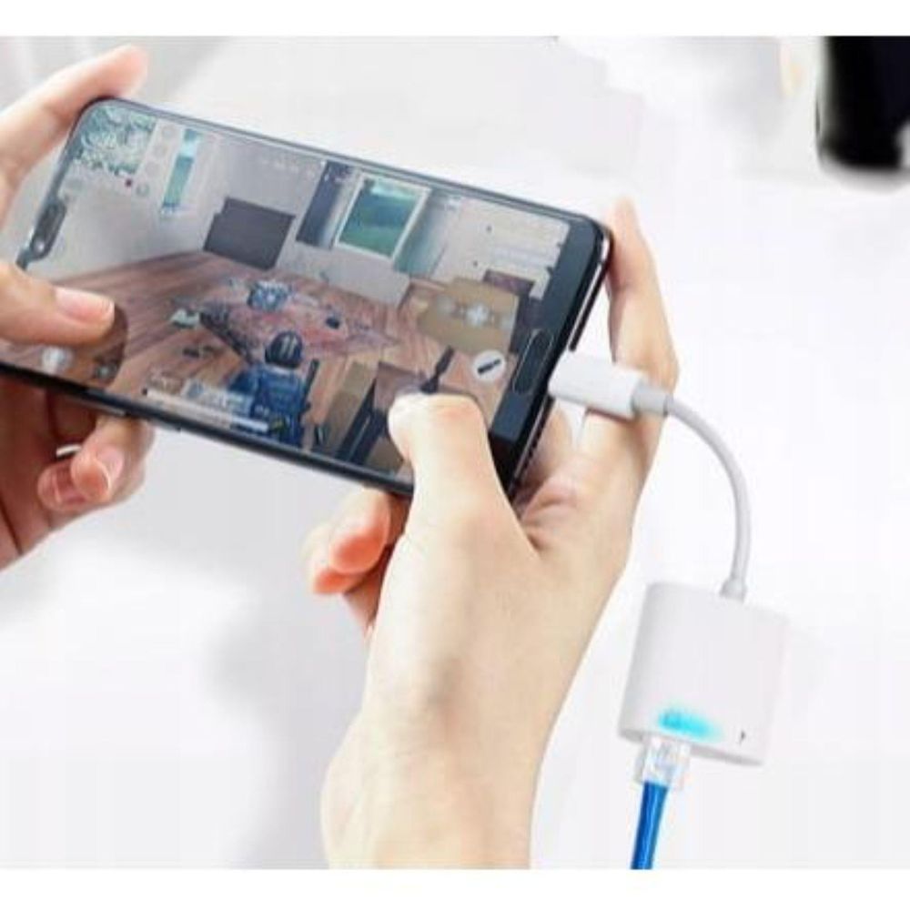 Adapter sieciowy - Lightning na Ethernet - RJ-45 LAN - Fast Ethernet 100 Mbps - z portem ładowania - do iPhone iPad