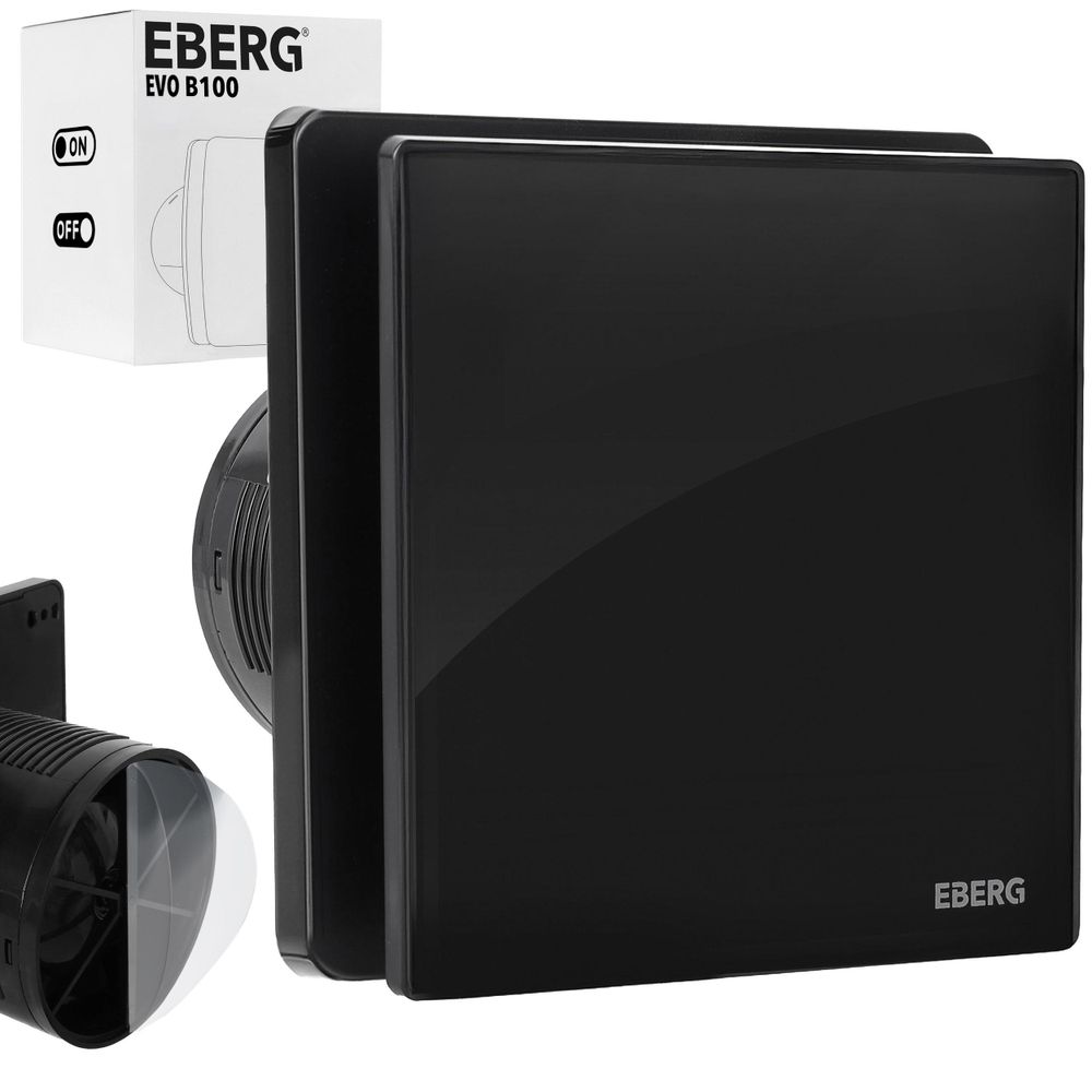 EBERG EVO B 100 HT Badlüfter 100 mm Feuchtigkeitssensor Timer Schwarz