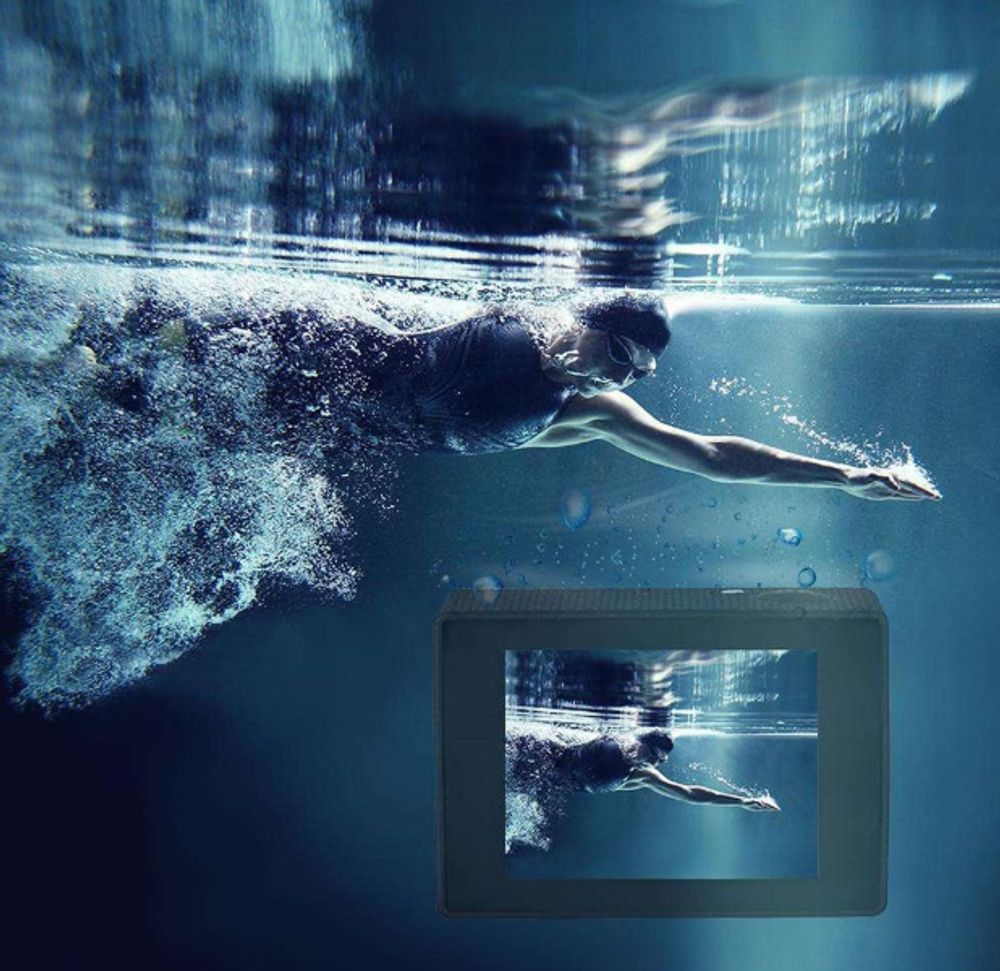 Action Cam Wasserdicht Unterwasserkamera Weitwinkel Helmkamera für Fahrrad Motorrad Tauchen Bildstabilisator Akku 400mAh 1080P Full HD Schwarz Retoo