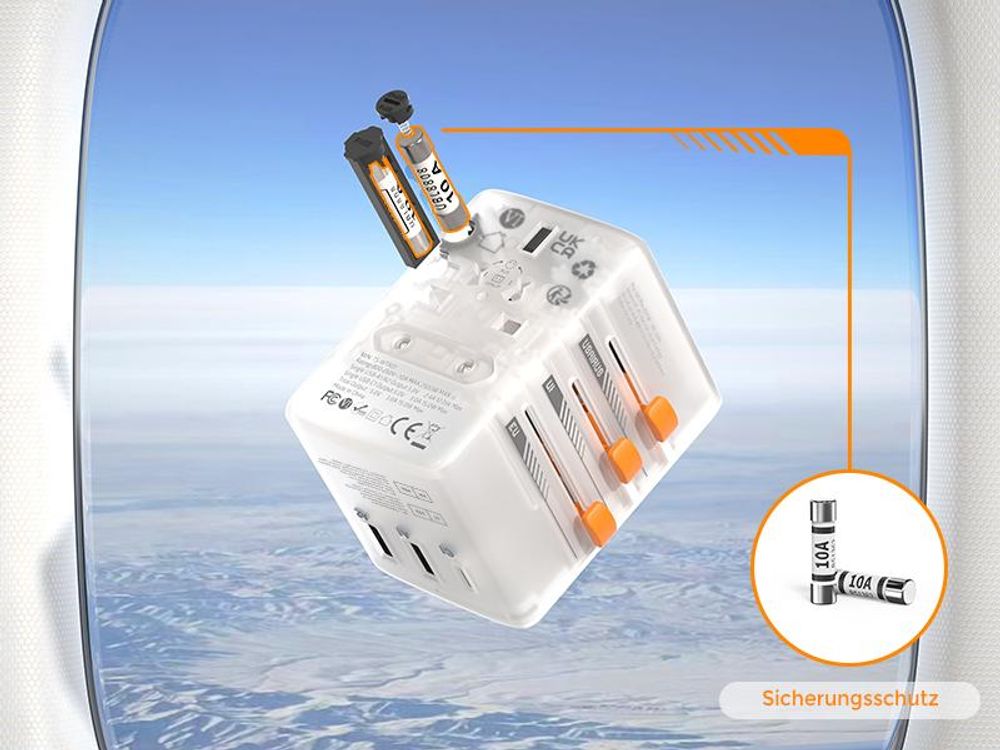 TESSAN Reiseadapter Weltweit Universal Reisestecker mit 1 USB C und 2 USB A Internationaler Steckdosenadapter