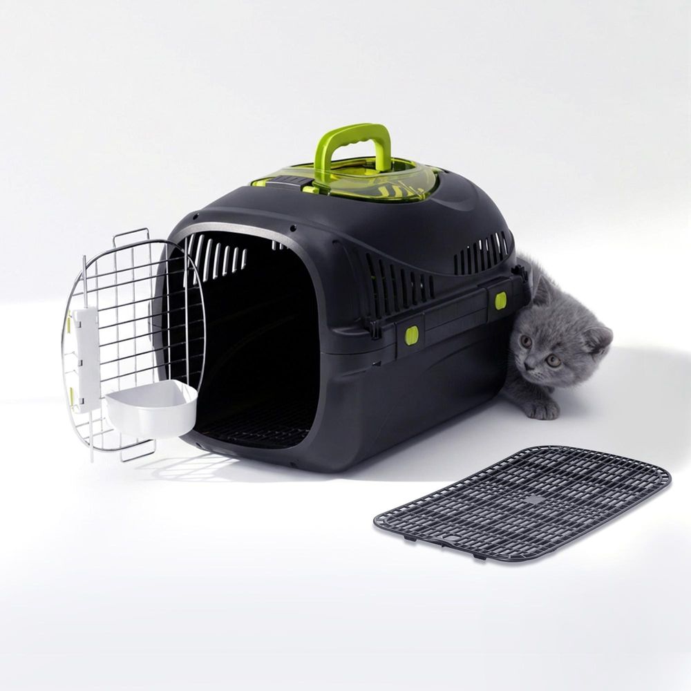 Katzentransportbox Peluvio Safy bis 5 kg, leicht & sicher, gute Belüftung, Griff, ideal für Auto & Reise - Schwarz
