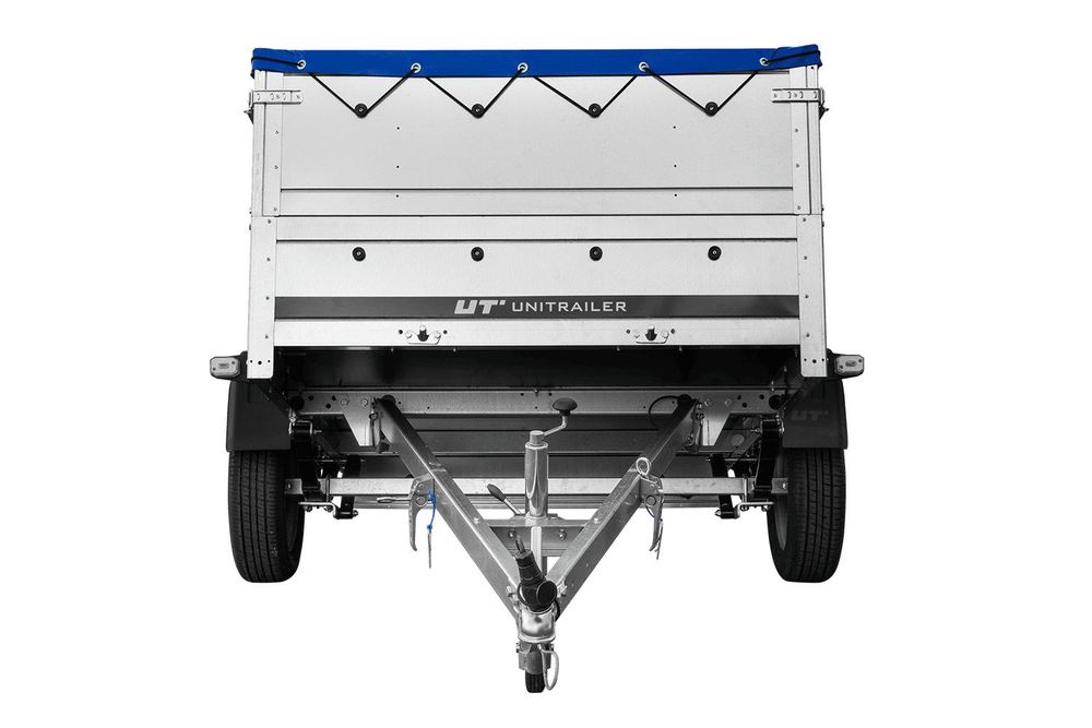 Leichtanhänger auf Federn 200x125 UNITRAILER GARDEN 201/R KIPP mit BIS-Seiten, H-0-Rahmen und blauer Plane