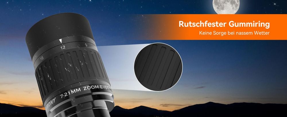 Svbony SV135 Zoom-Teleskop-Okular, 1,25 Zoll, 7–21 mm,60 Grad weites Sichtfeld,7 Elemente 4 Gruppen,Teleskop Zubehör für Planetenbeobachtungsteleskope