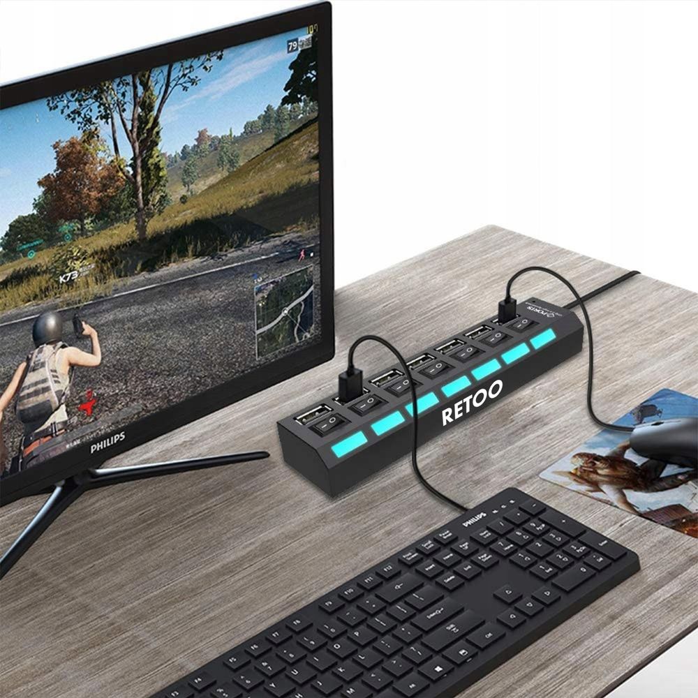 7 USB-Anschlüsse für mehr Geräte gleichzeitig