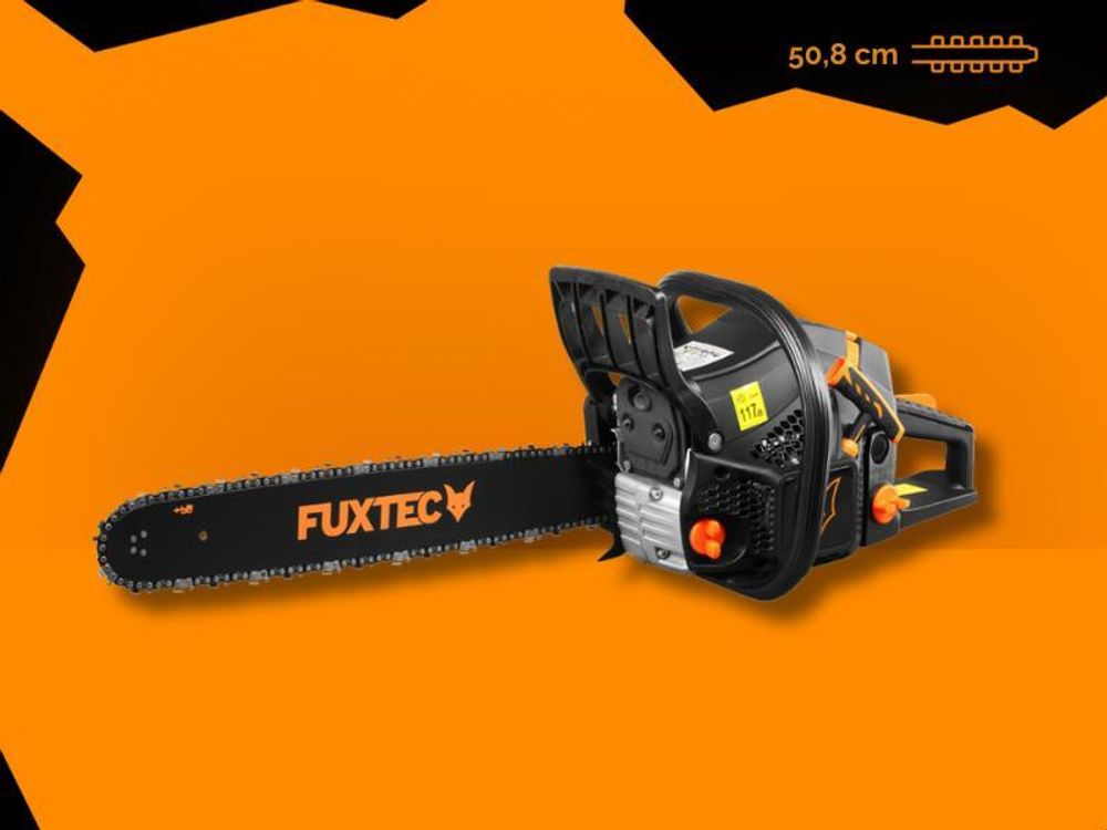 FUXTEC Benzin Kettensäge FX-KS262 - Black Edition  | Schwertlänge 60cm  | Schnittlänge 51cm| 5,2kg  | 61,5ccm  | 2-Takt  | 550ml  | 2,85kw