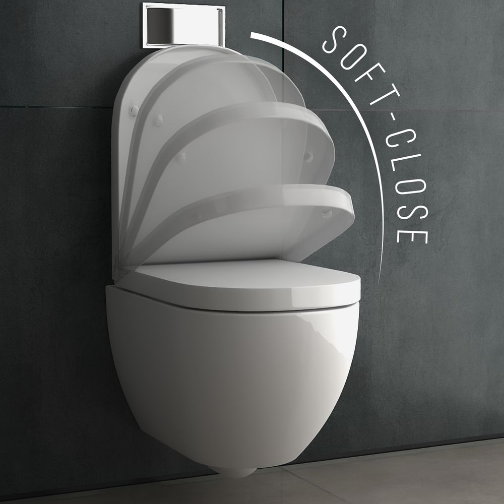 Alpenberger Spülrandloses Hänge WC mit Bidet Funktion | Taharet WC mit Nano & Toilettendeckel mit Absenkautomatik | Keramik Toilette Kloschüssel + Schallschutz | Passend zu Geberit