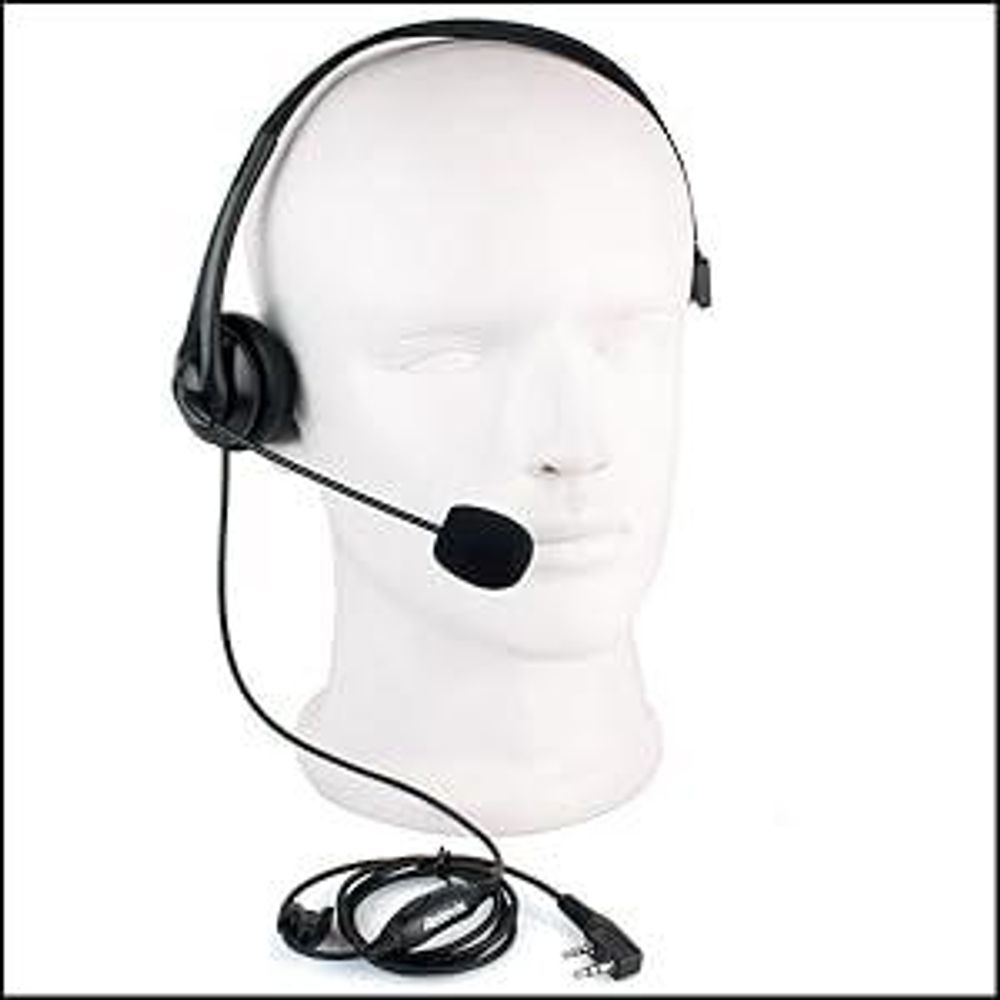 Retevis 2 Pin Funkgeräte Headset PTT Einstellbar mit Swivel Boom Lautsprecher Mikrofon Kopfhörer Kompatibel mit Walkie Talkie RT24 RT22 RT27 RT1 RT5 BF-88E BF-888S Kenwood (1 STK)