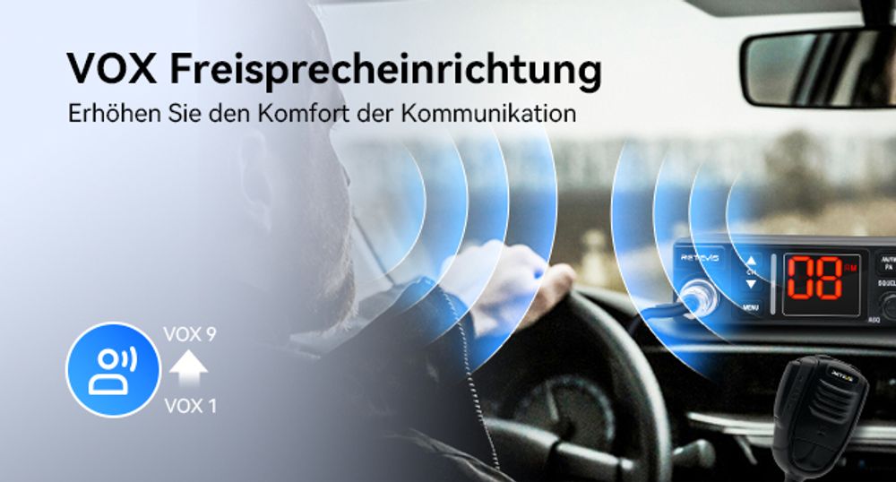 Retevis MB63A CB Funkgerät, AM/FM CB Funk mit Antenne, NB/ANL CB Funk, 12V - 24V, VOX, EMG CH9/19, CB Handfunkgerät für Jobs in der Transportbranche