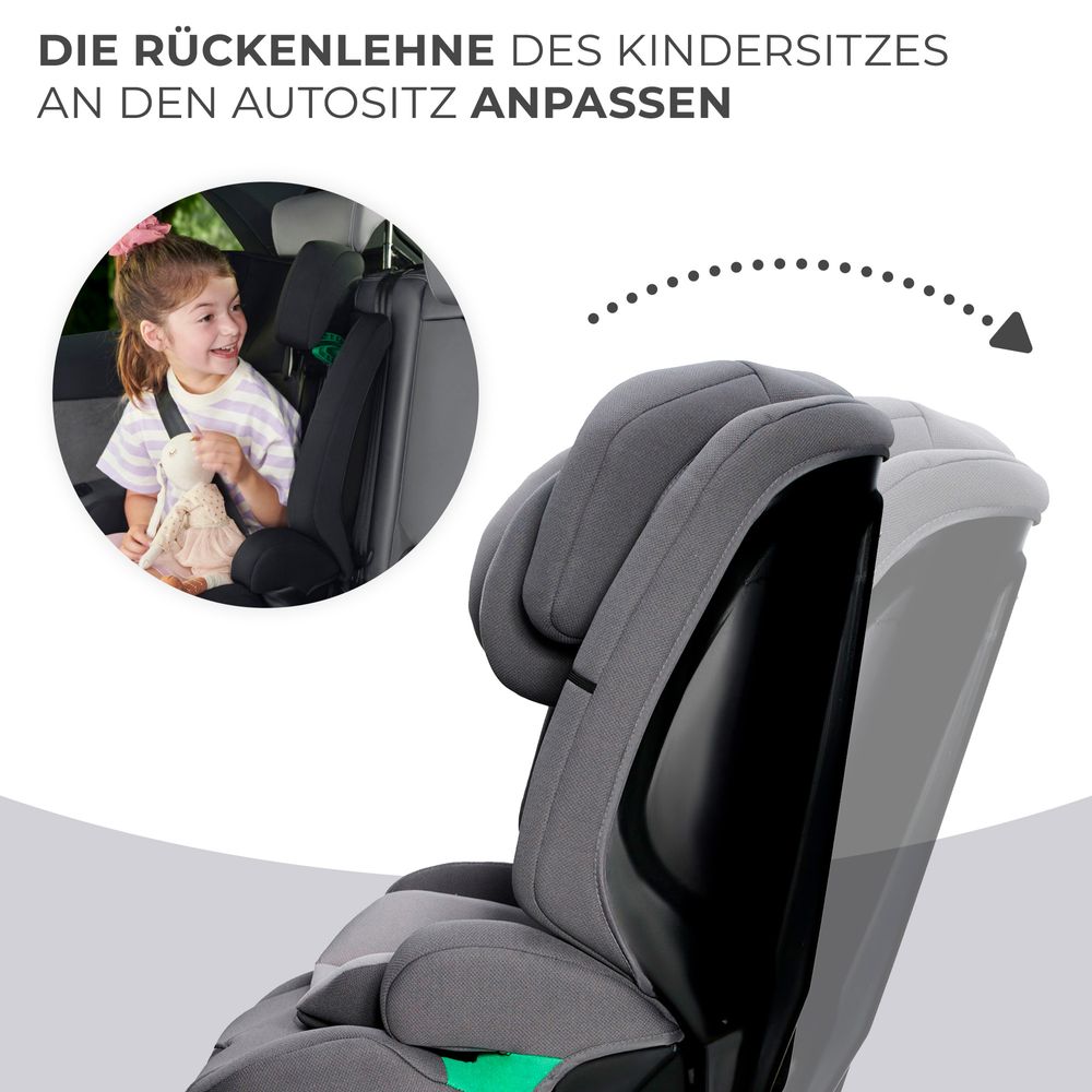 Kinderkraft SAFETY FIX 2 i-Size - Autokindersitz Autositz 76-150 cm - R129 Norm - ISOFIX - TOP TETHER - H-GUARD - SPS - 12-fach Kopfstütze - Grau