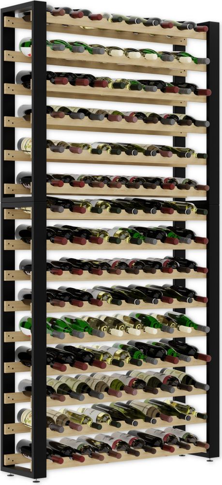 Lenmar Serie RW Weinregal aus Holz für Flaschen, LOFT135, 204 x 104 x 27, 15 liegen, für 135 Flaschen, Wein, Flaschenregal,Kellerregal,Regale,Flaschen