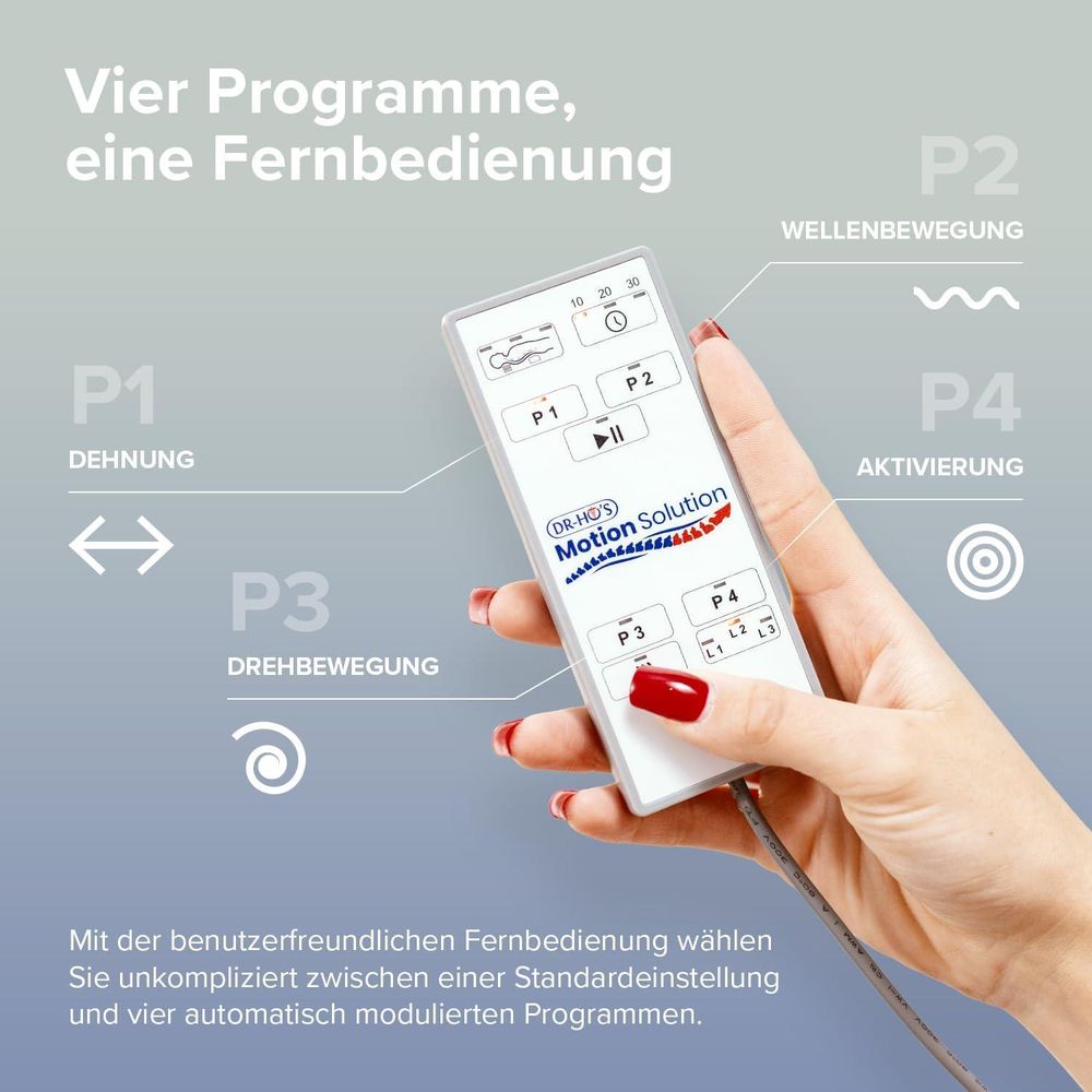 Fernbedienung der DR-HO’S MotionSolution Matte mit vier wählbaren Programmen