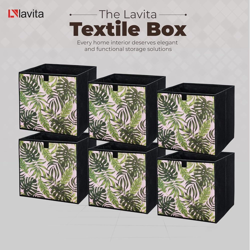 Lavita Storage Box | faltbare Aufbewahrung Boxen 31 x 31 x 31 cm | Schubladen-Organizer Box| Ordnungssysteme für Kleidung | Kleideraufbewahrung & Organisation | Blätter | 6 stück