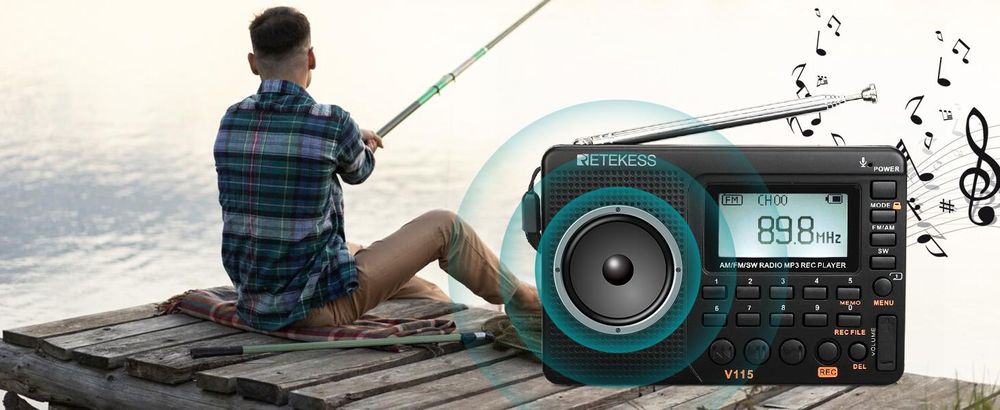 Retekess V115 Tragbares Radio,Radio AM FM SW mit 1000mAh Wiederaufladbare Batterie, 32 GB TF Karte, Weihnachtsgeschenke für die Familie
