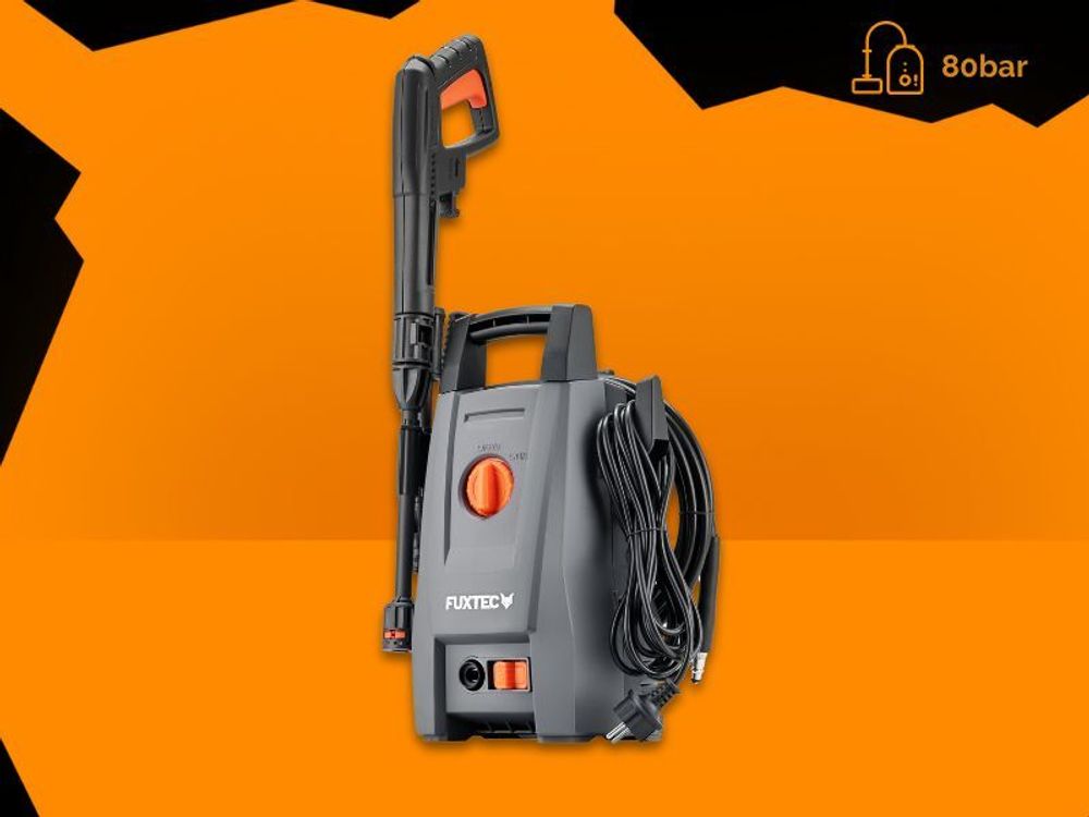 FUXTEC Hochdruckreiniger FX-HDR1400 - Flächenreiniger mit 110bar Arbeitsdruck | Fördermenge 390 l/h |1400W | 5 m Schlauch | Pistole, inkl. Zubehör