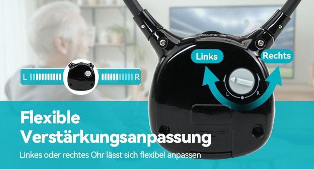 Retekess TA008 TV Kopfhörer, In-Ear mit Hörunterstützung, 2,4 GHz niedrige Latenz, unabhängige Lautstärkeregelung für LR, Funkkopfhörer für Senioren