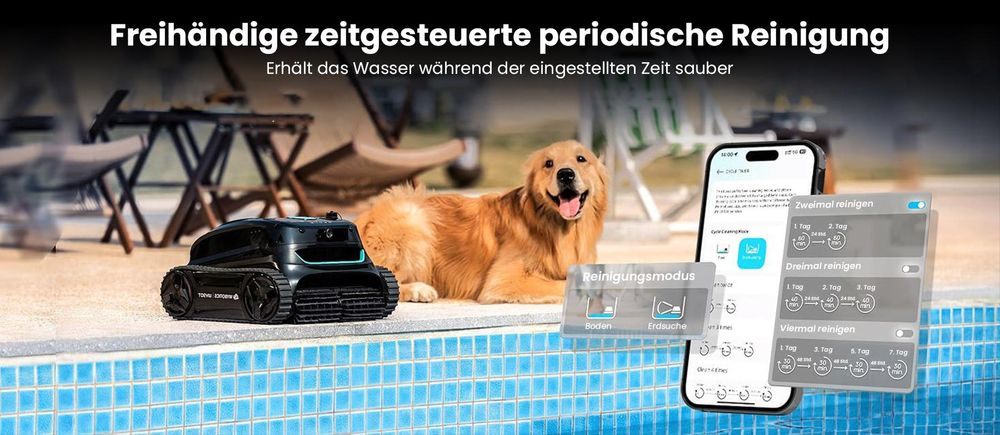 WYBOT S2 Vision kabelloser Poolroboter mit integrierter AI Kamera 210 Min Betriebszeit 8 verschiedene Reinigungsmodi