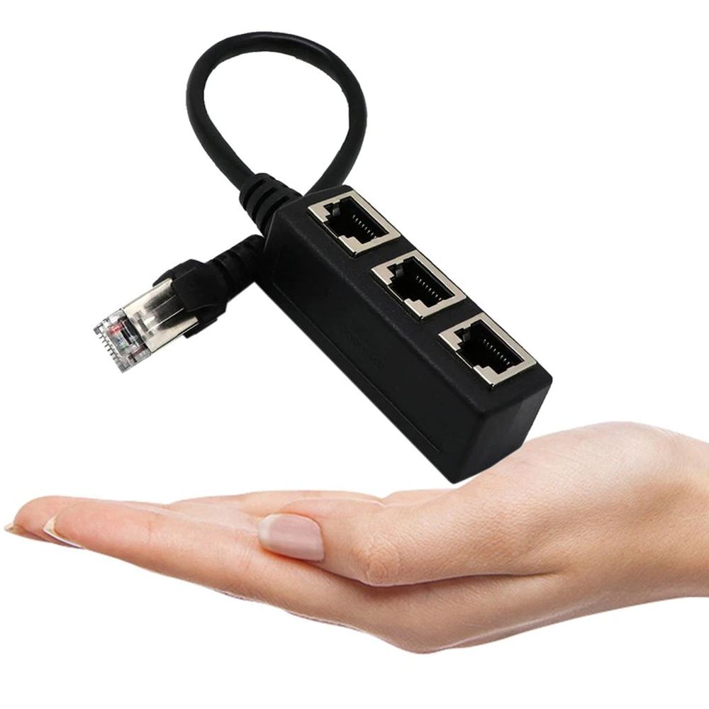 RJ45 Splitter LAN Ethernet Netzwerkverteiler Netzwerkadapter 1 auf 3 Netzwerk Verteiler für Netzwerkkabel Giga Gigabit LAN-Kabel CAT Schwarz Retoo