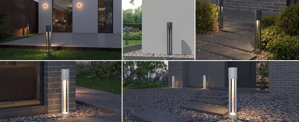 doporro Außenleuchte Wegeleuchten Außen, 10W LED Stehleuchte, 3000K Aussenleuchte Stehlampe, Außenpollerleuchte 70CM IP65 Sandgrau dunkel NeoForge