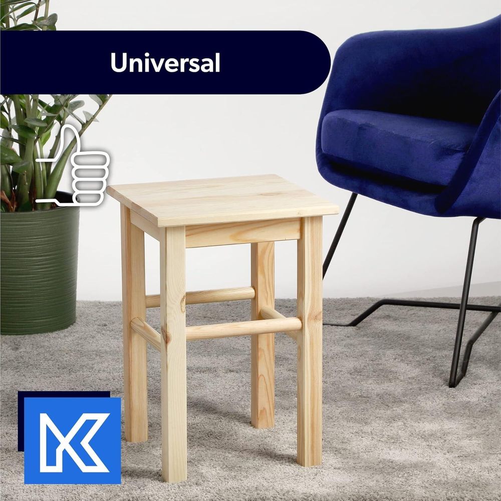 KADAX Holzhocker "Falun", aus natürlichen unlackierten Kiefernholz, Sitzhocker, Tritthocker, Quadratisch
