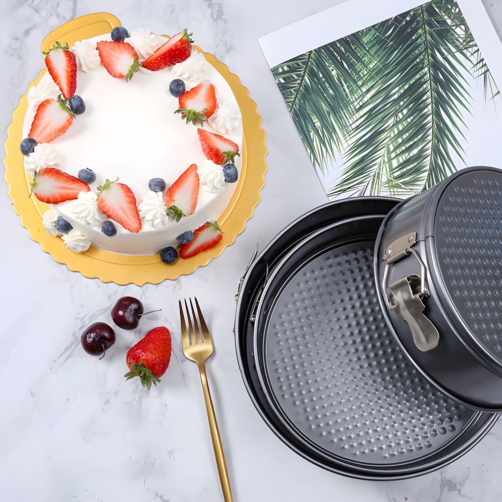 3er Set Backformen Ø 24cm 26cm 28cm inkl 1x Springformen Kuchenform Rundform Blechform Kastenform Törtchenform Kuchen Backen Retoo